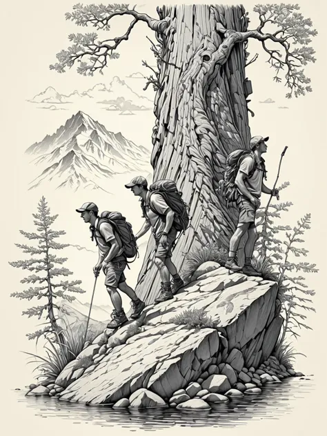 <lora:artfullyILLUSKETCH_SDXL_V1:1>, artllsktch, doodle, sketch, drawing, illustration, hiker, highest resolution, best quality, intricately detailed, masterpiece,
