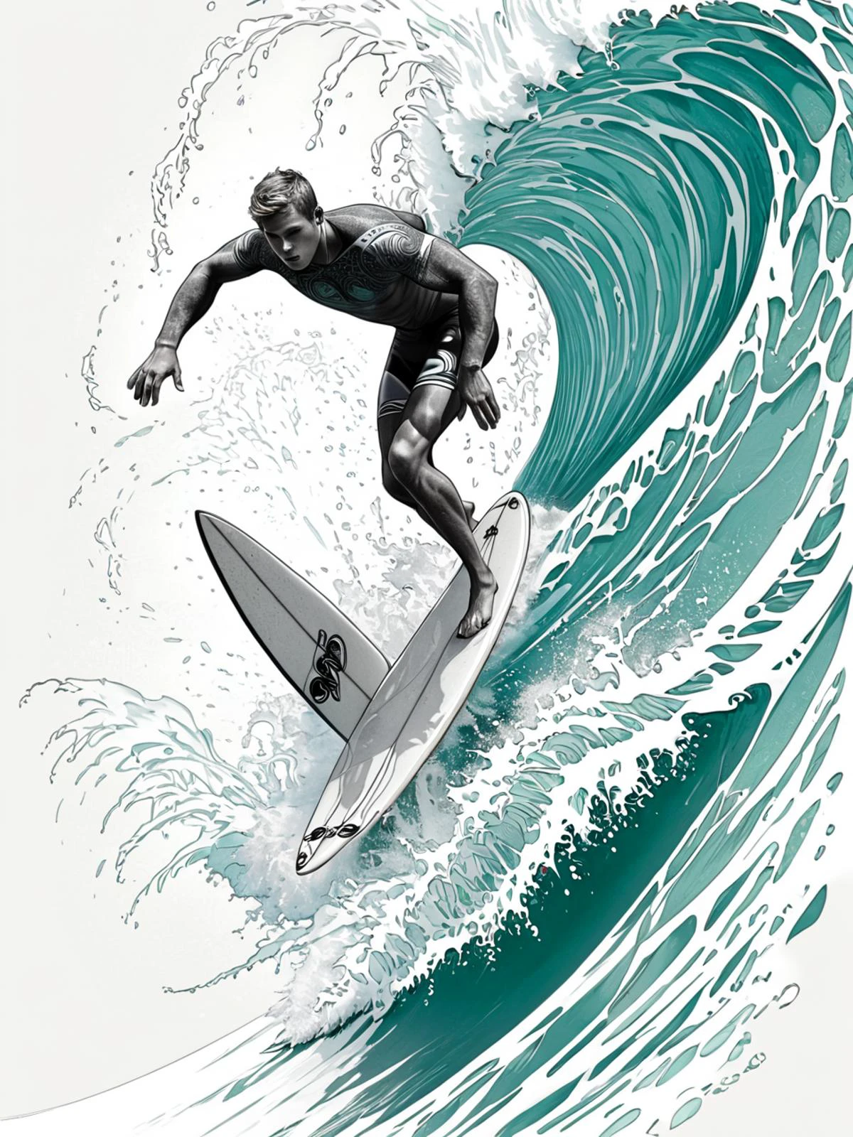 <lora:artfullyILLUSKETCH_SDXL_V1:1>, artllsktch, doodle, sketch, drawing, illustration, surfer, highest resolution, best quality, intricately detailed, masterpiece,