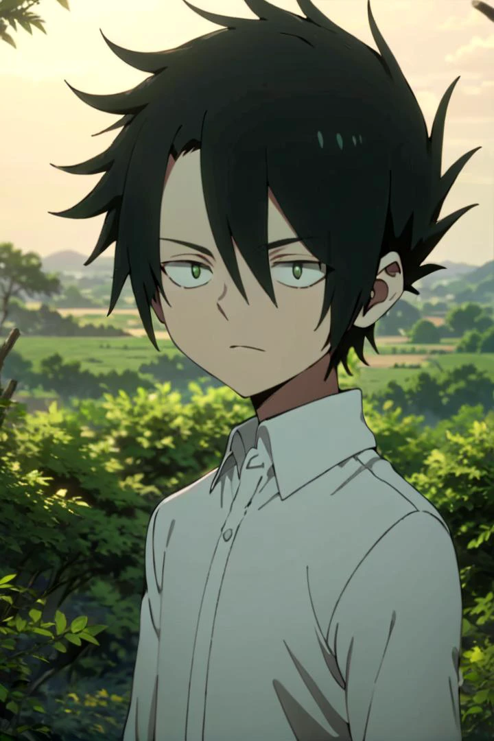 <lora:neverland_ray-000021:0.7>
one 12-year-old boy named neverland_norman, standing alone in outdoors next to green open plains, he has small olive green colored eyes
draw it in the style of The promised Neverland, black hair
The soft lighting and detailed surroundings create an immersive environment where imagination runs wild hyper-detailed,
hyper-detailed face, high quality visuals, dim Lighting, sharply focused, octane render, 8k UHD