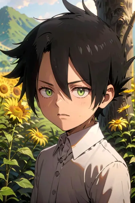 <lora:neverland_ray-000021:0.7>
one *************** named neverland_norman, standing alone in outdoors next to green open plains, he has small olive green colored eyes
draw it in the style of The promised Neverland,
The soft lighting and detailed surroundings create an immersive environment where imagination runs wild hyper-detailed,
hyper-detailed face, high quality visuals, dim Lighting, sharply focused, octane render, 8k UHD