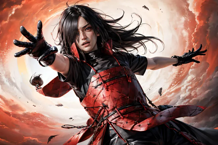 (masterpece:1.3),(best quality:1.3), 2 man, <lora:naruto_uchihamadara:0.8> uchiha madara, long hair, hair over one eye, japanese clothes, black gloves,
<lora:add_detail:1>,