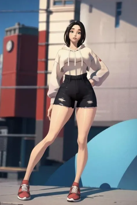 <lora:Jessie:1> 1girl, standing pose, thicc thighs,