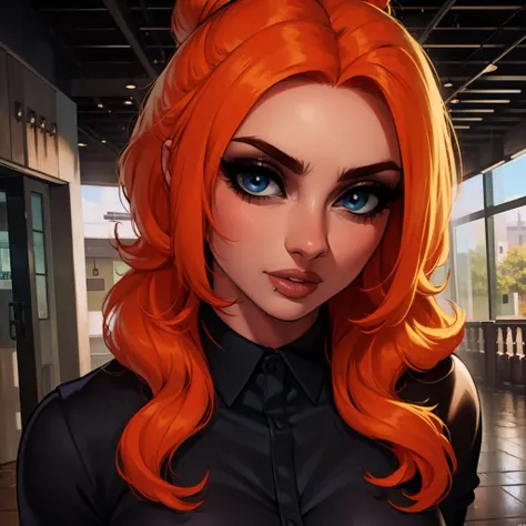 Best_QualityPos, RAW photo, intricate details, best quality, 8k uhd, soft lighting, 1girl, solo, gigi dolin, blue eyes, long hair, orange hair, black collared shirt <lora:Gigi_Dolin:0.7> <lora:exposure_control_v10:-0.45>