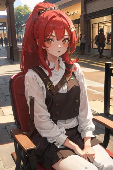 Milly\(milly\)  <lora:Milly_The_Aristocrat_s_Otherworldly_Adventure_Serving_Gods_Who_Go_Too_Far-000008:0.8>, sit, detailed eyes, ultra detailed, mall, brown eyes