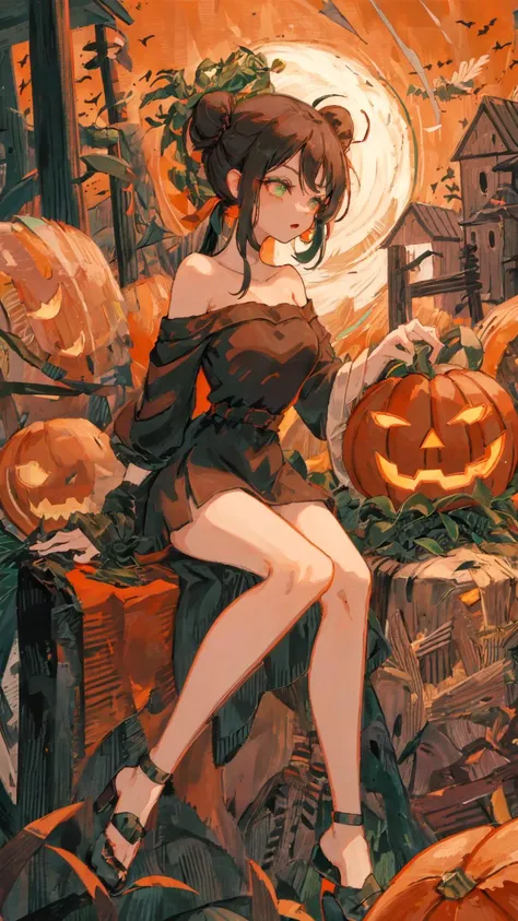 Big Halloween pumpkin、Painting \(Moderate\),