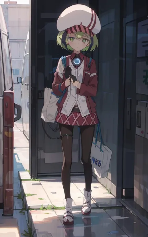 miyu, a woman, light green cybernetic eyes, short light green hair, two purple bangs at the front, light green coil oulet in the middle of a chest, main outfit, 8k, Unreal Engine 5, octane render, by kyun, gamang, Yoon Gon-Ji, g.ho, gosonjak, shuroop, serious, domi, noah, LeeDooL, alien, MinaZzang, Saint, Jjongi, trending on pixiv, fanbox, skeb, masterpiece, smooth soft skin, big dreamy eyes, beautiful intricate colored hair, symmetrical, anime wide eyes, soft lighting, concept art, digital painting, <lora:miyu:0.7>
