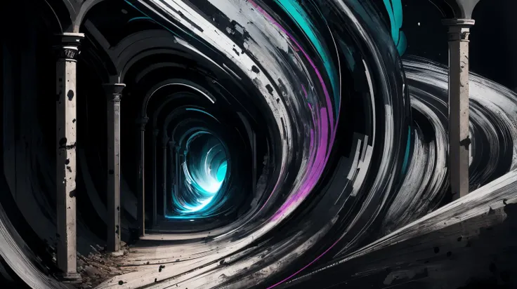 black dark colorful abstract elements form, absurdres
AND black darkness completely empty