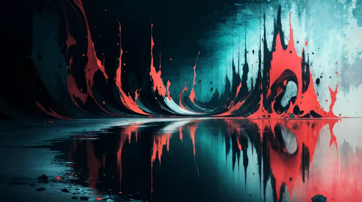 black dark colorful abstract serenity reflections, absurdres
AND black darkness completely empty