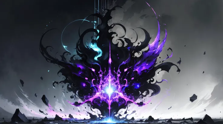 black dark colorful abstract energy Elemental fusion, absurdres
AND black darkness completely empty