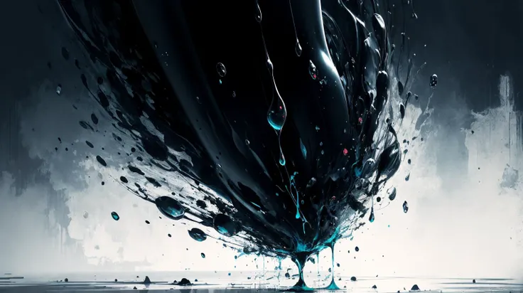 black dark colorful abstract drops gravity, absurdres
AND black darkness completely empty