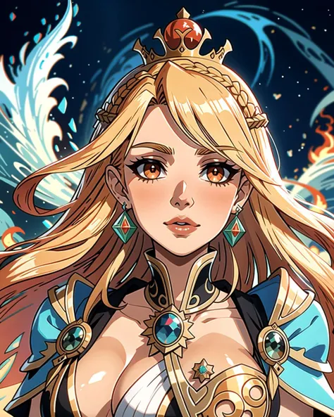 ((masterpiece), best quality, high quality, professional quality, highly detailed, highres, perfect lighting, natural lighting), Assassin Striking from the shadows with a deadly precision, Mogul, Tall, Muscular, Triangular Face, Dark Skin, Blonde Hair, ruby Eyes, Narrow Nose, Thin Lips, Prominent Chin, Imperial, Buzz Cut, Side Part, A volcanic wasteland, with rivers of fire flowing into a molten sea,gliding, mighty interstellar warship, A world with unpredictable gravity fluctuations, leading to floating islands and erratic weather patterns., Asteroid Base, basilisk,Craft a breathtaking, highly detailed illustration, Queen of the underworld, veiled in darkness and holding a scepter, Duchess, Short, Toned, Oval Face, Tan Skin, Strawberry Blonde Hair, Brown Eyes, [[Curved Nose]], Pouty Lips, Round Chin, Shoulder-Length Hair, Fine Hair, Fishtail Crown Braid, natural breasts, Clip-on earrings, violet stain lipstick, Graphic Design, stunning, Waves, Rust