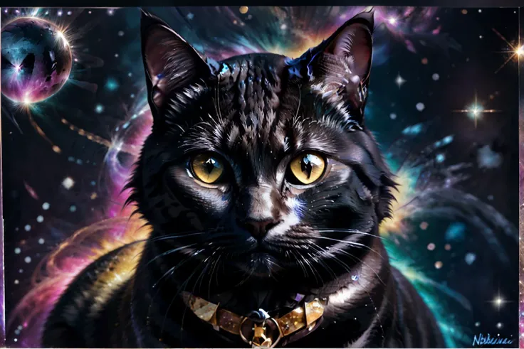 a black cat, glitter and chrome, nebula of stars in its fur
<lora:epi_noiseoffset2:1> <lora:Glitter_and_Chrome:1>, (((best quality)), ((masterpiece)), detailed)