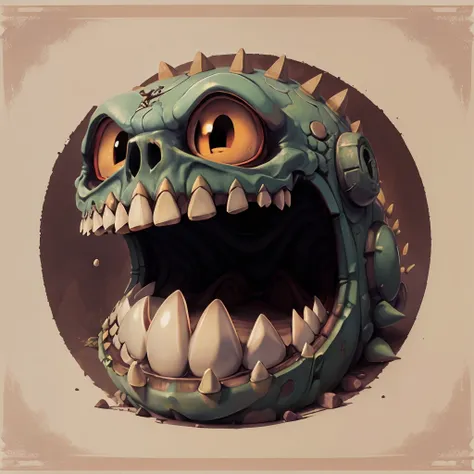 cart00d, solo, looking at viewer, teeth, no humans, border, monster <lora:cart00d-000018:.6>