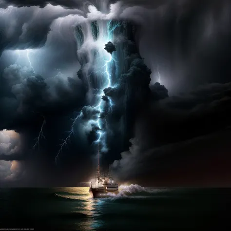 fantasy art, raw photo quality, imagery masterpiece BREAK
big boat, god face , storm cloud over ocean, heavy rain, lightnings and thunder, whirlpools, stormy environment, very detailed, very clear, cinematic angle, close vie <lora:add_detail:1>  <lora:Elixir:1>  <lora:Chaos:1>