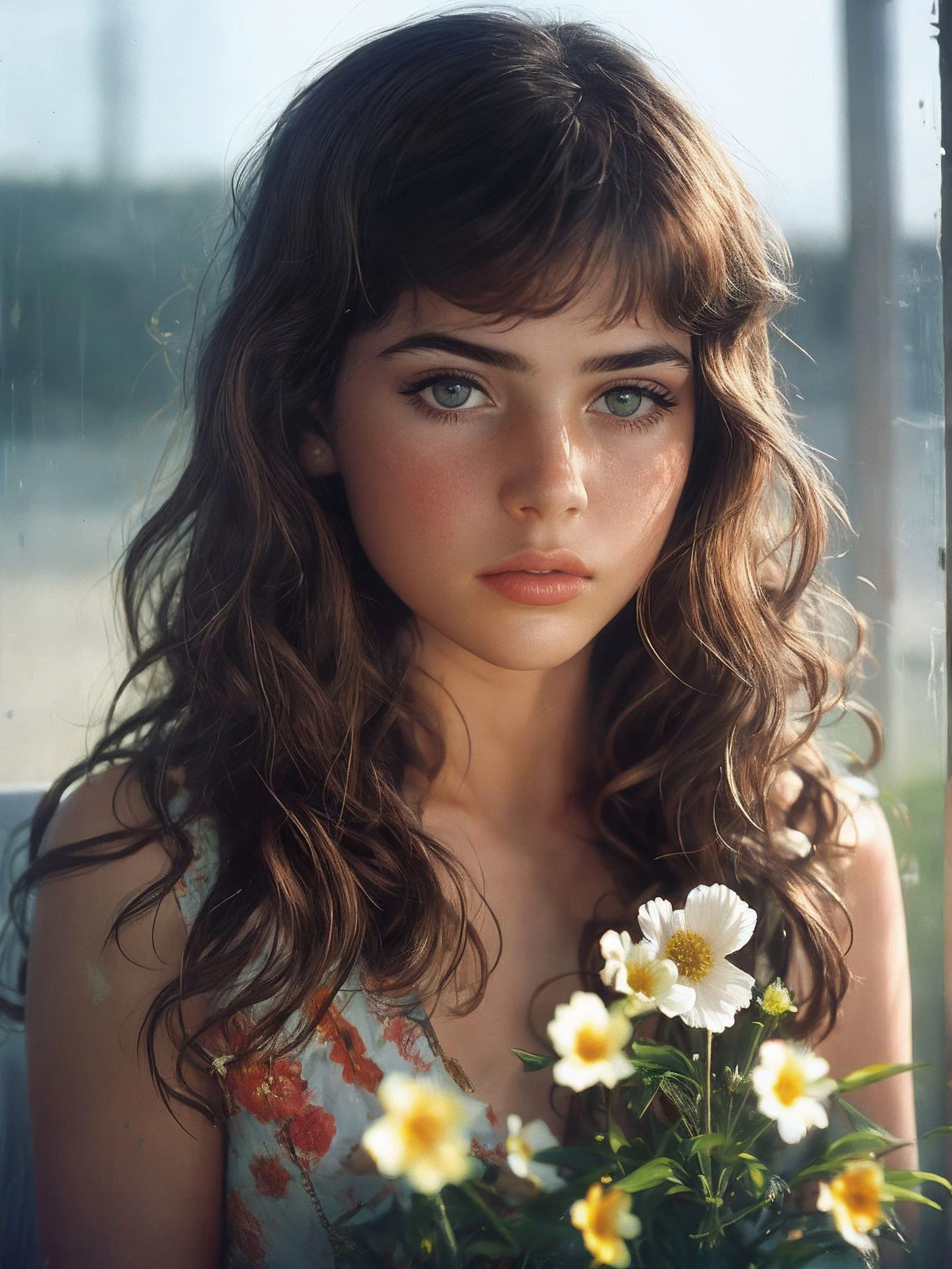 masterpiece,best quality, <lora:tbh156-:0.7>,illustration,style of Philip Lorca diCorcia,
cinematic film still portrait of young girl yo, flowers, 1girl, solo, long_hair, pretty face,
.shallow depth of field, vignette, highly detailed, high budget, bokeh, cinemascope, moody, epic, gorgeous, film grain, grainy