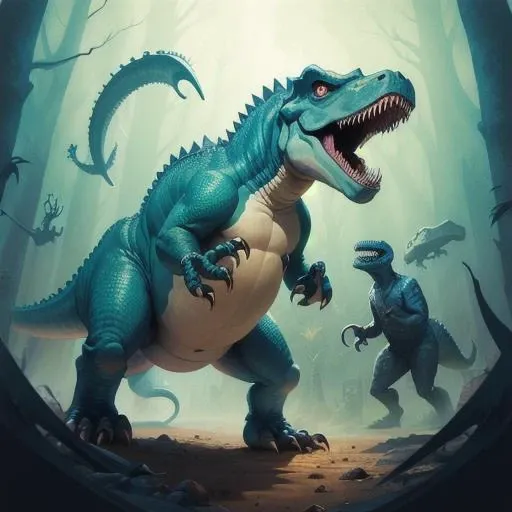 solo, jungle scene, adorable feral bipedal dinosaur, oversized_head, three_toes, vibrant_plumage, open_mouth, tongue, sharp_teeth, sleeping, lying_on_side, drool, sleep_bubble