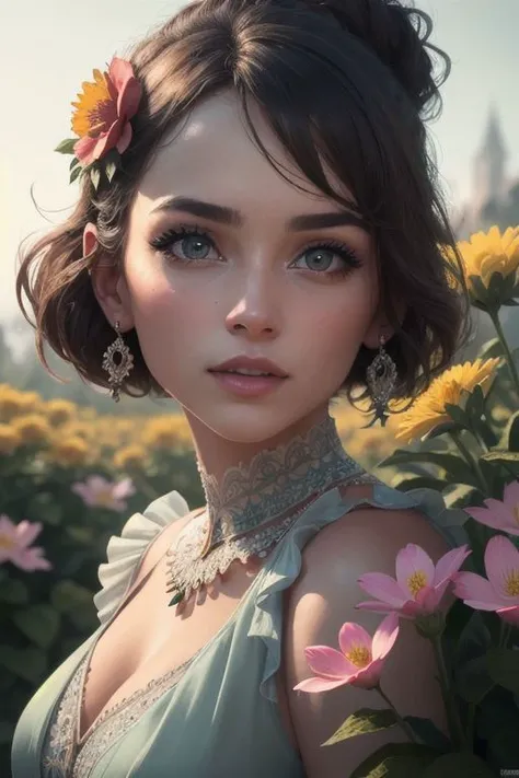 (masterpiece), 8k quality, (detailed eyes:1.2), (highest quality:1.1), highly detailed, majestic, top quality, best quality, newest, ai-generated, (intricate details:1.1), extremely beautiful, elegant, majestic, immersive background+, (detailed face, perfect face), (dynamic posse, angled posse),botanical explorer in a world where flowers have the ability to communicate with each other and with humans. Describe your first encounter with a talking flower and how this discovery changes your perception of the natural world