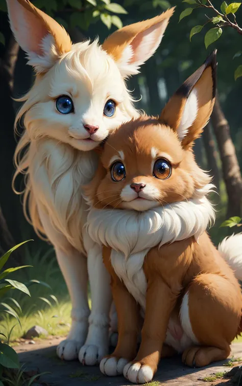 most cute fantasy animals of the world,different species,eevee based,big eyes,very fluffy,, best quality,masterpiece,realistic,masterpiece,Highly detailed,extreme detail description,extremely detailed CG unity 32k wallpaper,8k,