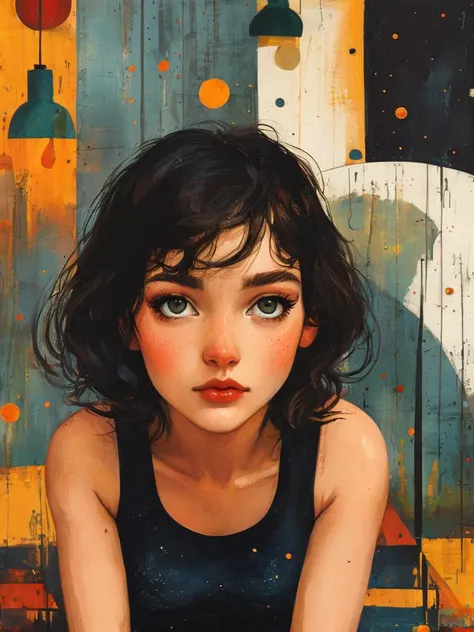 masterpiece,best quality, upper body, a skinny girl aged 20yo, (cute_freckles:0.4), perfect eyes, space station, lewd, Leggings, all fours,
, <lora:tbh143-:0.8> illustration,style of Alice Provensen