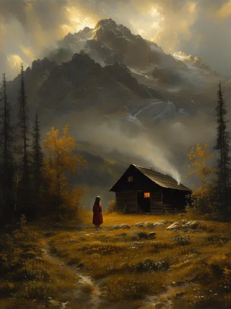 masterpiece,best quality, upper body, a Canadian girl, perfect eyes, Bathrobe, on stomach, barn,
<lora:tbh102-:1> style of Andreas Achenbach