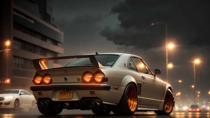 a lowered car doing drifting in a city at night (((cinematic lighting))), forza, chrome rims, soft cinematic light, adobe lightroom, photolab, hdr, immense detail, photorealism, professional photography, dynamic scene, dynamic lighting, 8 k, motion blur, dust, trending on artstation, higly detailed, ( higly detailed ), styleframe, crowned, unreal engine, octane render,