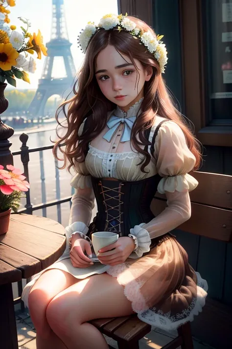 RAW, analog, Nikon Z 85mm, award winning glamour photograph,

((best quality)), ((masterpiece)), ((realistic)), 18th century, vintage image, gorgeous French girl wearing, see-through_lace_dress and corset, 18 years old, (long brown hair), hazel eyes, small perky breasts, sitting outside at a Paris caf, eiffel tower in background, petite, ((small breasts)), innocent, flower pedals in the air, ((freckles)), intricate details, highly detailed, sharp focus, digital render, professional, 4k, artstation, artgerm, octane render, spring flowers blooming, god rays, hand model, stunning blue eyes, petite, delicate, innocent,

highres, detailed facial features, high detail, sharp focus, smooth, aesthetic, extremely detailed, stamp, octane render,   photo_\(ultra\), photorealistic, realistic, post-processing, max detail, roughness, real life, ultra realistic, photorealism, photography, 8k uhd, photography, SEMI-SILHOUETTE light, russian face, octane render,