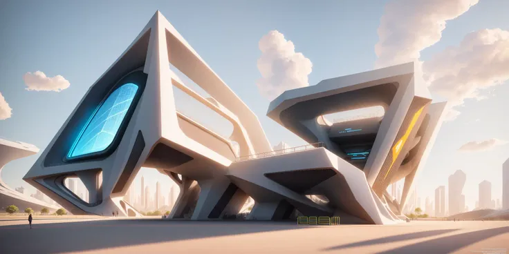 futuristic architecture visualization, large playground, Avant-garde design, futuristic design, afternoon, UE5 rendered, ray tracing rendered, intricate, highly detailed, 8K, HDR, highest quality, sharp focus, photorealism