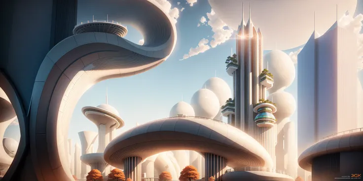 futuristic architecture visualization, large playground, Avant-garde design, big curve design, morning, Octane rendered, ray tracing rendered, intricate, highly detailed, 8K, HDR, highest quality, sharp focus, photorealism