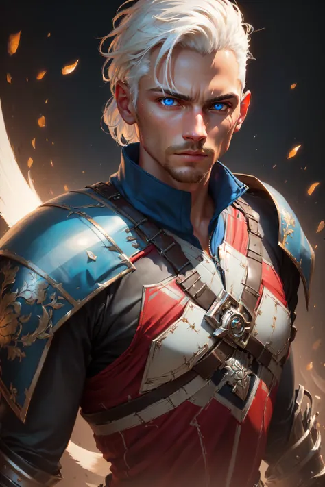 ((masterpiece)),((realiatic)), Close-up, award winning character concept art of a man, (assassin), ((r 3 6 angle)), assassin armor, (assassin clothing), (male slender body), short hair, white hair, shaved on the side hair, (blue eyes), male expression, defined musculature, (silent), detailed body, (Detailed face), (detailed eyes), natural lighting, looking_at_viewer, solo, highly detailed 8k character concept portrait studio lighting by Annie Leibovitz and Steve McCurry octane render trending on artstation made in Maya 4K high quality digital painting dramatic lighting, divine, insanely detailed, hard edge, vibrant, contrast, vivid color, Absurdres, HDR