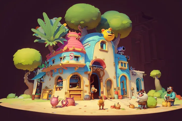 masterpiece,best quality,toon,building,Pixar style,simple design,people,trees
Wine and Tan, Mechanic, <lora:toon:0.8>