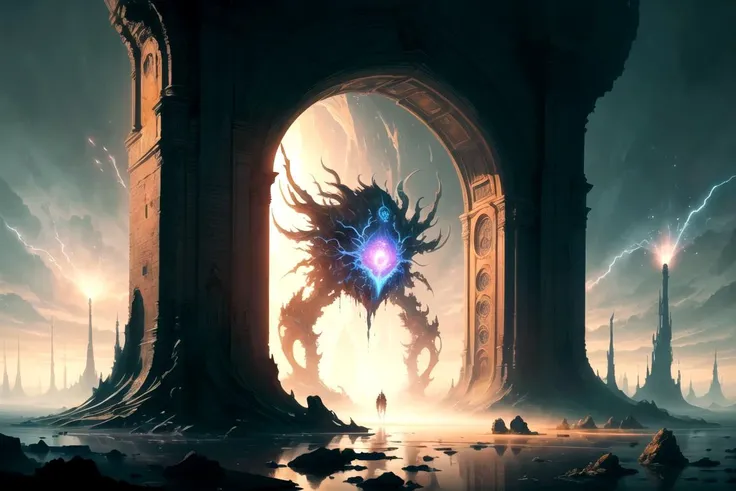 (masterpiece, best quality:1.2), illustration, 8k wallpaper, colorful,
(portal:1.1), (otherworldly creature:1.2), (magical energy:1.1), (floating debris:1.05), (dark and mysterious environment:1.05), (multiple arms:1.05), (glowing third eye:1.1), (bright light:1.05), (illumination:1.05), (fantasy:1.15), (surreal:1.1), (enigmatic:1.05), (intriguing:1.05), (ethereal:1.08), (mystical:1.1), (cosmic:1.05), (interdimensional:1.1), (unearthly:1.05), (spellbinding:1.1), (unforgettable:1.05),
(fantasy art:1.1), (digital art:1.05), (magical realism:1.08), (epic:1.1), (concept art:1.05), (highly detailed:1.1), (cinematic:1.05), (surrealism:1.05), (mystery:1.05), (astonishing:1.1), (by Andrey Surnov:1.05), (mind-bending:1.1), (fascinating:1.05), (unbelievable:1.05), (otherworldly landscapes:1.1), (breathtaking:1.05), (incredible:1.05), (portal opening:1.05)