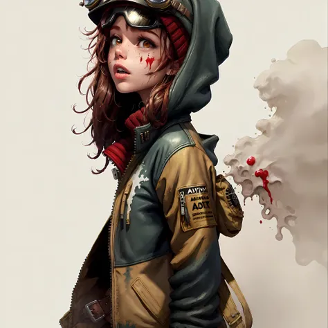 masterpiece, best quality,1 girl solo, (wasteland|punk:1.1),claymation,(Aviator jacket with Paint Stains) , vintage aviator cap,Red hooded sweatshirt ,4k, ultra detailed, hdr, <lora:claymationMiniature_10:0.8>
