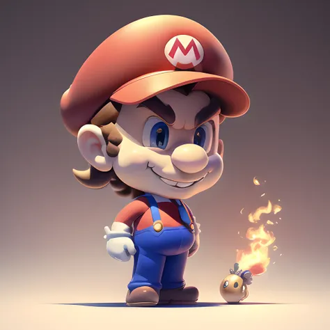 (masterpiece),(best quality),(ultra-detailed), (full body:1.2), simple background, 1 Super Mario, chibi, hands in pockets, necktie, red trousers, stare, smile, looking at viewer, (interview:1.3), <lora:makimaChainsawMan_offset:1.0>, standing on a stand , <lora:blindbox_V1Mix:1>,