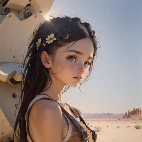 (masterpiece), a girl, in the desert, sunshine, <lora:Moxin_Shukezouma10:1>