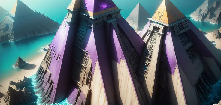 (anime), (illustration), cartoon, detailed, (((alone pyramide sci-fi structure with purple colors underwater))),underwater creatures(landscape) Masterpiece, best quality, (very detailed CG unity 8k wallpaper), (best quality), (best illustration), (best shadows), absurd, realistic lighting, night sky, thick volumetric clouds, sea, natural light, global illumination, ray tracing, extreme detail, waterfalls, ocean line,, rutkowski, intricate digital art, soothing tones, (cartoon:0.3), (art:1.4), epic realistic, faded, neutral colors, (hdr:1.4), (muted colors:1.4), (intricate), (artstation:1.99), dramatic, intricate details, (technicolor:0.9), detailed, intricate, cinematic, detailed