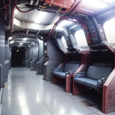 <lora:RetroFuturismAI:1>, RetroFuturismAI corridor with screens