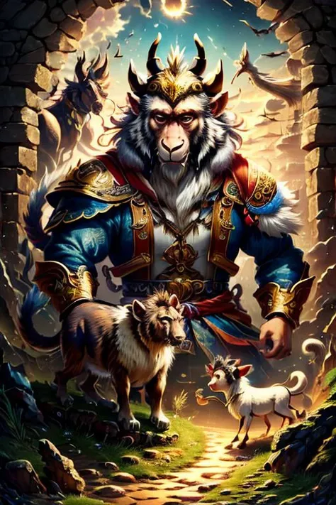 best quality, 8k, photography, canvas, monkey, miniature, bright and clean, <hypernet:chinesezodiac-assembled:1>