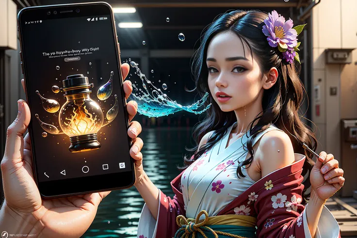 3d render, cgi, symmetrical, octane render, hdr, (hyperdetailed:1.15), (soft light, sharp:1.2), rainbow painting drops, paint teardrops, woman made up from paint, entirely paint, splat, splash, long hair, kimono made from paint, detailed texture kimono, underwater, water bulb, phone, cellphone, smartphone, holding, nsfw, <lora:photoComparisonBETA_v10:.8>,Photo Comparison