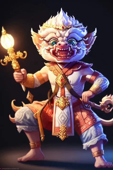 cbzbb ,Sun WuKong ,charachter ,cute, little, beautiful, devian art, trending artstation, digital art, detailed, cute, realistic, humanoide, character, tiny,cinematic sho ,cinematic lights,joe biden,looks disgust <lora:thaiKhonHanuman_v10 (1):1>