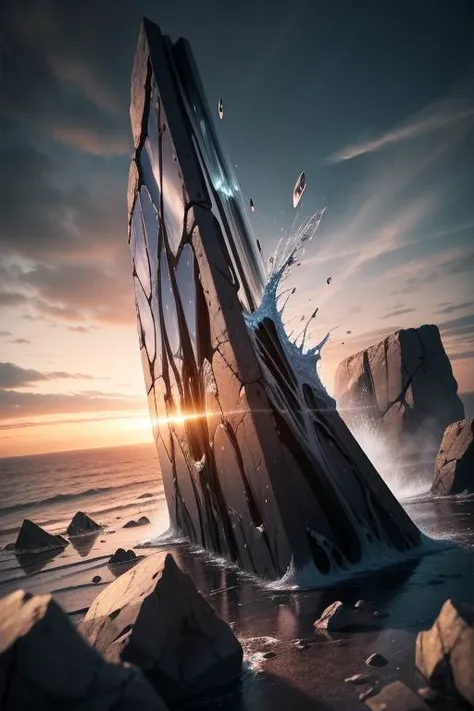 ancient knowledge, pronounced feminine organic glass morphism structure, plastic, going through time and space, [:petite girl in:0.3] ether flow in a shattered titanic structure, frosted glass behance design, subsurface scattering of diffused light, jewelry macro shot, fluid marbling, (stratal incisions:1.1), dynamic, diagonal, tilted, complex composition, bright vivid color accent, slate gray atmosphere, hdr, dramatic light, cinematic