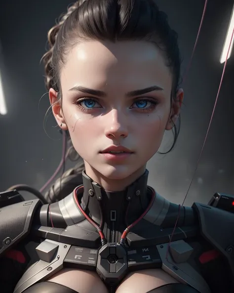 (masterpiece:1.2), (best_quality:1.2), (ultra_detailed:1.3), 8k, extremely_clear, realism, portrait of a android woman, enormous lips, transparent neck, porcelain face and head, robotic parts, cyberpunk, cable electric wires, hyperrealistic, fantasy, octane render, intricate, concept art, 8k, professional studio lighting