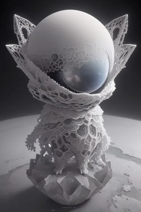 visual spectral radio wave signals emission fused with organic form structure, subsonic spectrum, gray clay cluster, Fibonacci fractal, geometric design, very fine and thin lace, Orenburg shawl, marble purgatory, wuthering atmosphere, aesthetic redshift render, chibi astronaut