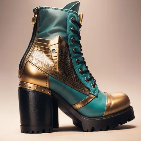 (OldEgyptAI:0.8) : high heels, biker boots. product photo, design concept, intricate ; <lora:oldegyptai_v10:0.4> hieroglyphs! gold! turquoise!