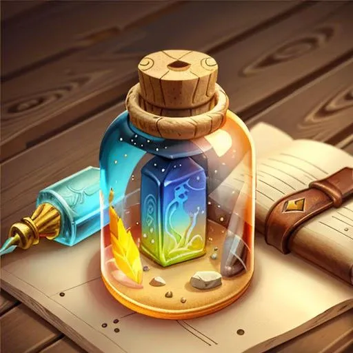 <lora:icon01_:0.7> bottle with sand, item, fantasy art