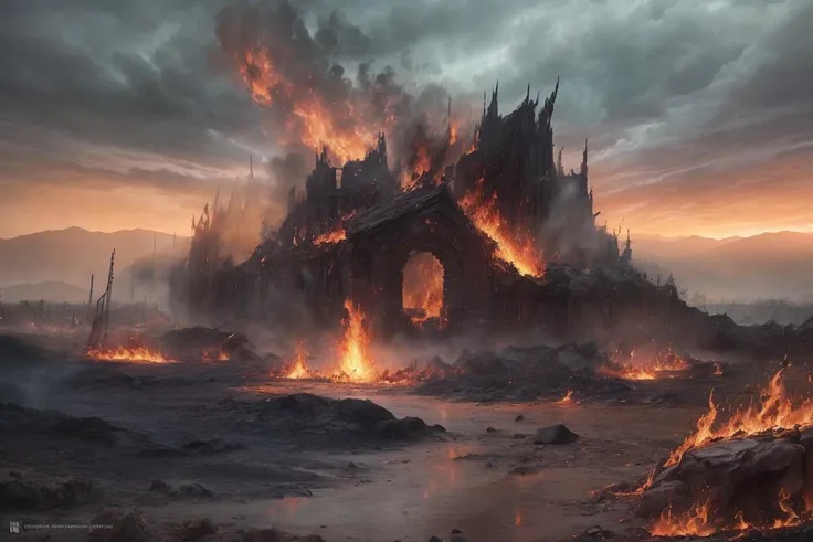 ((best quality)), ((masterpiece)), flames of creation, origin of all, with crimson fingers you grasp and engulf all that comes in your path, scorching the earth and heavens in firestorm, bright flame dancing in darkness, infernall blaze reducing all to ashes,  more than anything, powerfull, more than anything, ruthless, burning brightly, blazing fiercly, may your raging flames weave a snare, and shackle my enemy in ferocious hellfire, prison of flame, masterpiece quality, insane detail, absurdres, hyper photorealistic, UHD, UHD, ultra high resolution, (photorealistic:1.4), official art, (8k, RAW photo:1.2), ((((scenery)))), ((battlefield))