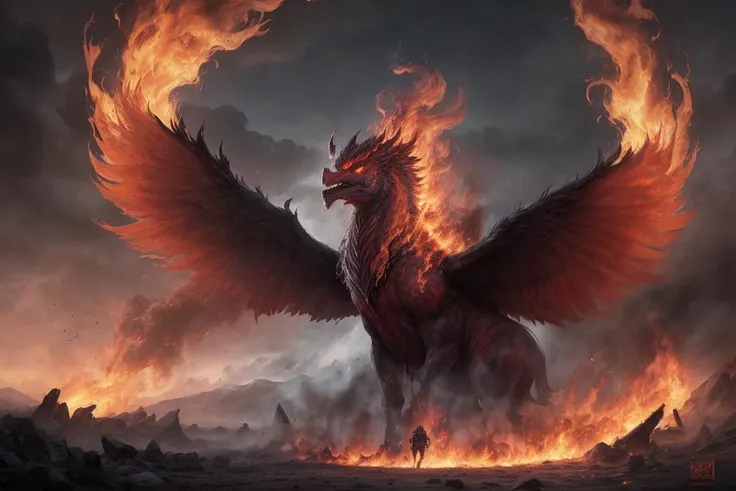 ((best quality)), ((masterpiece)), {flames of creation, origin of all, with crimson fingers you grasp and engulf all that comes in your path, scorching the earth and heavens in firestorm, bright flame dancing in darkness, infernall blaze reducing all to ashes, more than anything, powerfull, more than anything, ruthless, burning brightly, blazing fiercly, may your raging flames weave a snare, and shackle my enemy in ferocious hellfire, prison of flame}, masterpiece quality, insane detail, absurdres, hyper photorealistic, UHD, UHD, ultra high resolution, (photorealistic:1.4), official art, (8k, RAW photo:1.2), (((scenery))), ((battlefield))