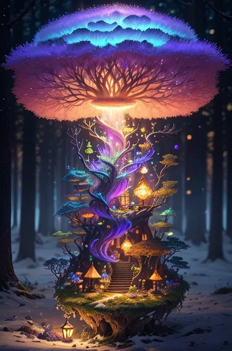 masterpiece, best quality, high quality,extremely detailed CG unity 8k wallpaper, An enchanting and dreamy scene of a fantasy forest, with towering trees, glowing mushrooms, and hidden fairy glens, creating a sense of mystique and enchantment, artstation, digital illustration, intricate, trending, pastel colors, oil paiting, award winning photography, Bokeh, Depth of Field, HDR, bloom, Chromatic Aberration ,Photorealistic,extremely detailed, trending on artstation, trending on CGsociety, Intricate, High Detail, dramatic, art by midjourney