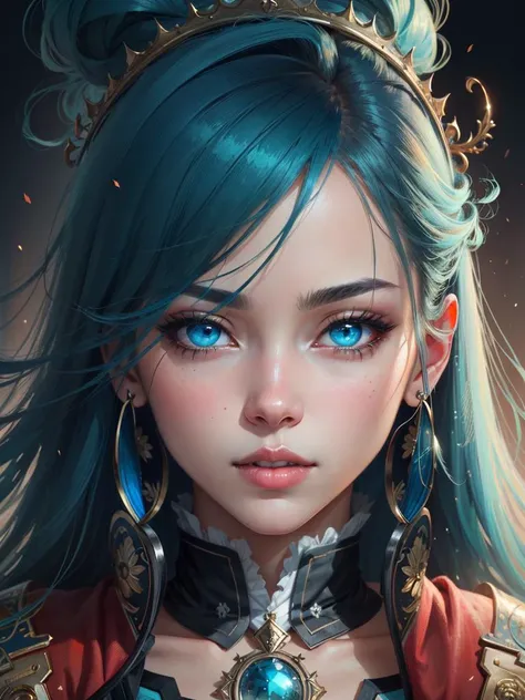 masterpiece, best quality, highres, aqua \(konosuba\), portrait, blue hair, blue eyes, long long hair, highly detailed, realistic face, beautiful detailed eyes, fantasy art, in the style of Artgerm, illustration, epic, fantasy, intricate, hyper detailed, artstation, concept art, smooth, sharp focus, ray tracing, vibrant
