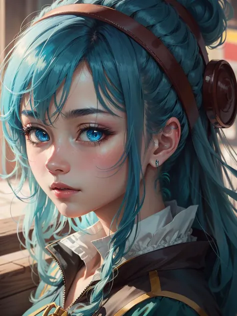 masterpiece, best quality, highres, aqua \(konosuba\), portrait, blue hair, blue eyes, long long hair, highly detailed, trending on artstation, artstationHD, artstationHQ, patreon, 4k, 8k