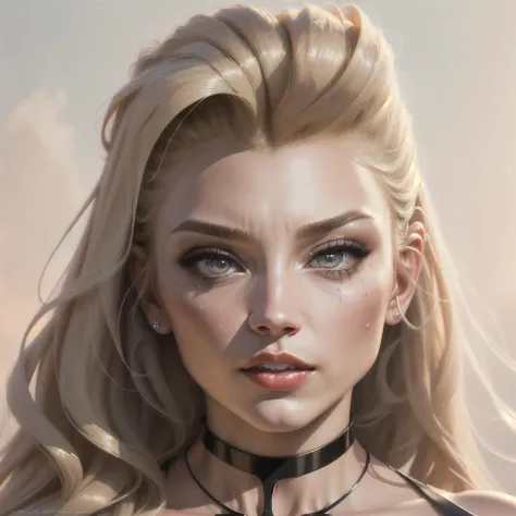Cloesup portrait of ((stunning)) model (sks woman:1.3) and a tight black choker around her neck and plump full (glossy lips),detailed lips, gorgeous, ethereal, seductive, high quality, 4K, realistic, highly detailed face, focus face, in focus <lyco:locon_natalie_v1_from_v1_64_32:1.0>